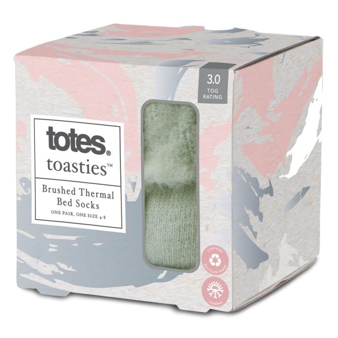 totes toasties® Ladies Recycled Brushed Thermal Bed Socks Sage Extra Image 1